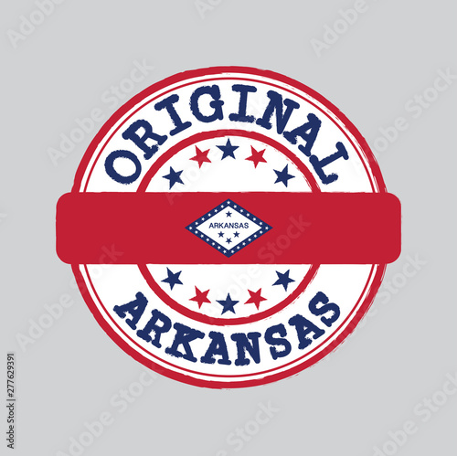 Vector Stamp for Original logo with text Arkansas and Tying in the middle with States Flag.