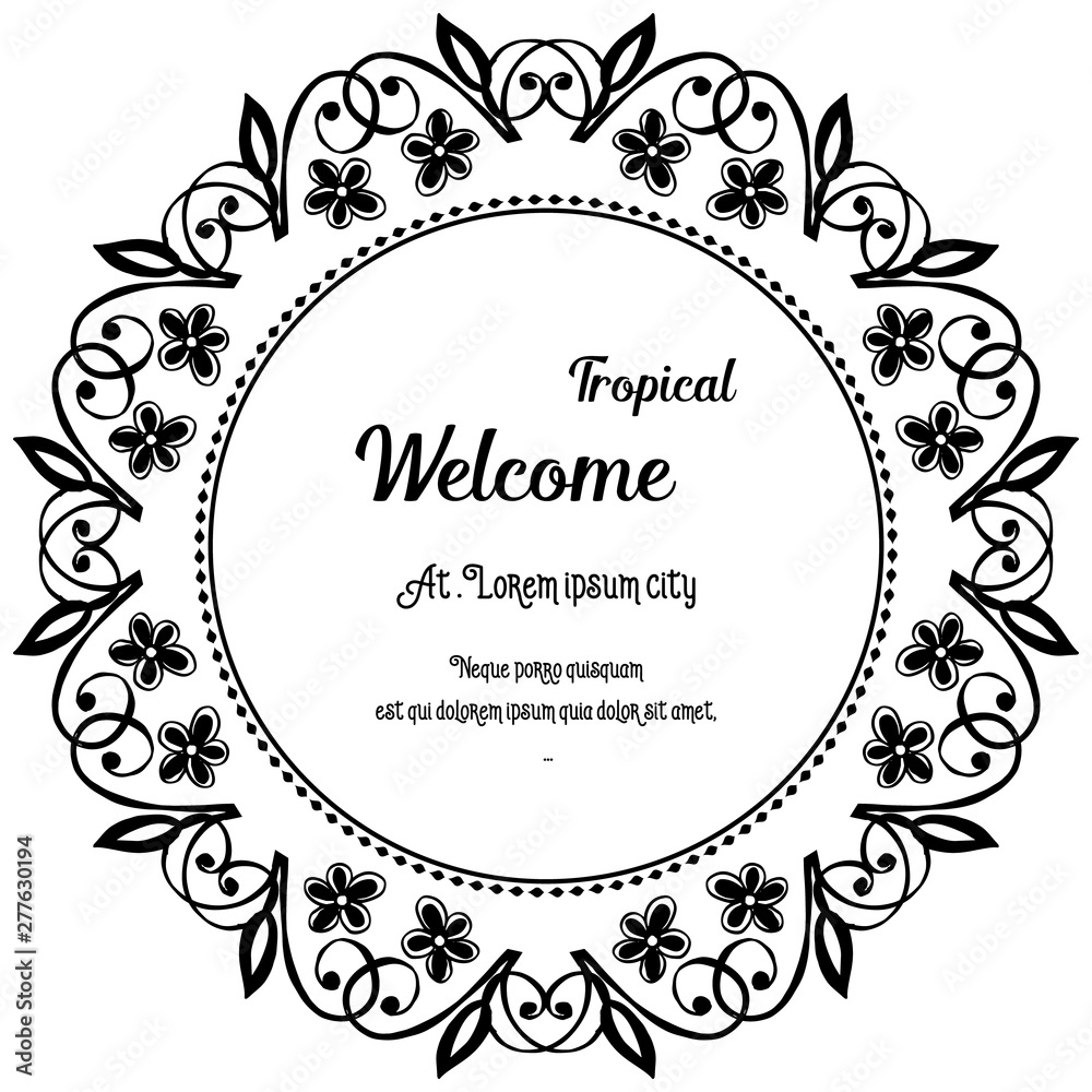Various shape of card, writing welcome tropical with design flower. Vector Various shape of card, writing welcome tropical with design flower. Vector