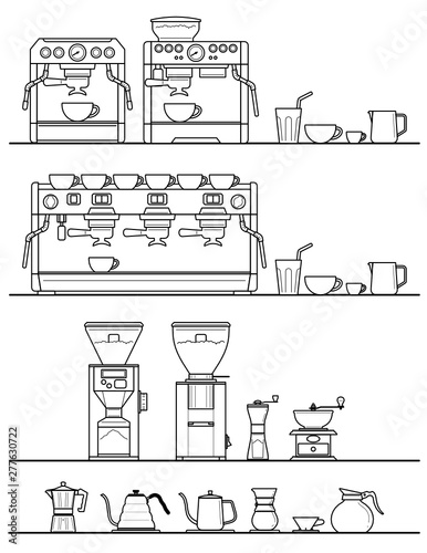 Coffee Tools and Equipment Icon Set