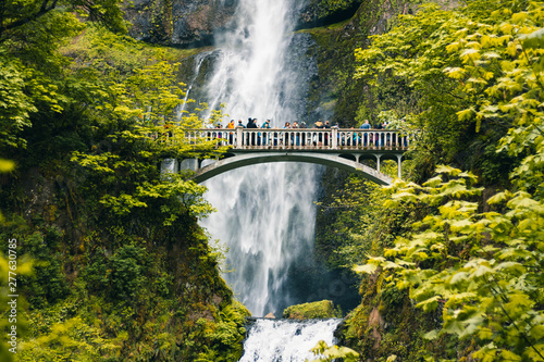 Multnomah Falls is the most visited natural recreation site in the Pacific Northwest, Columbia River Gorge National Scenic Area, Oregon, United States of America, Travel USA photo