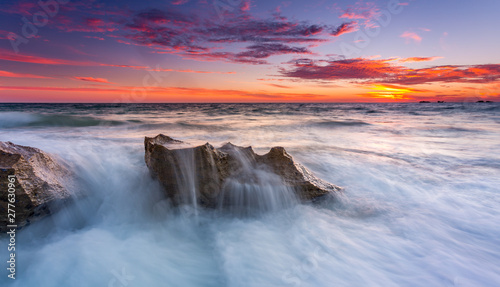 Sunset over Rocks at Burns Beach, Perth, Western Australia