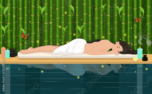 Relax in the spa. Woman in the spa. Vector illustration.