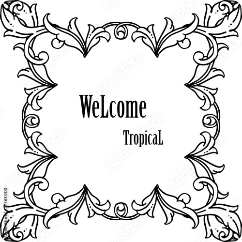 Banner design, lettering welcome tropical for card, postcard. Vector
