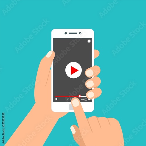 Hand holding phone icon. Vector illustration. There is a 