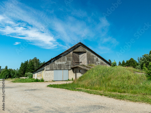 shed storage. farm complex, summer