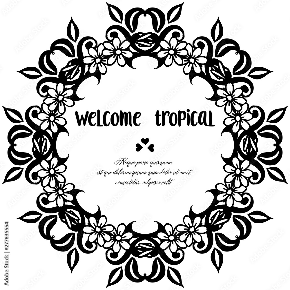 Greeting card design with lettering welcome tropical, various wreath. Vector Greeting card design with lettering welcome tropical, various wreath. Vector