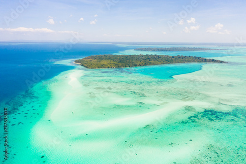Mansalangan sandbar, Balabac, Palawan, Philippines. Tropical islands with turquoise lagoons, view from above. Seascape with atolls and islands. © Tatiana Nurieva