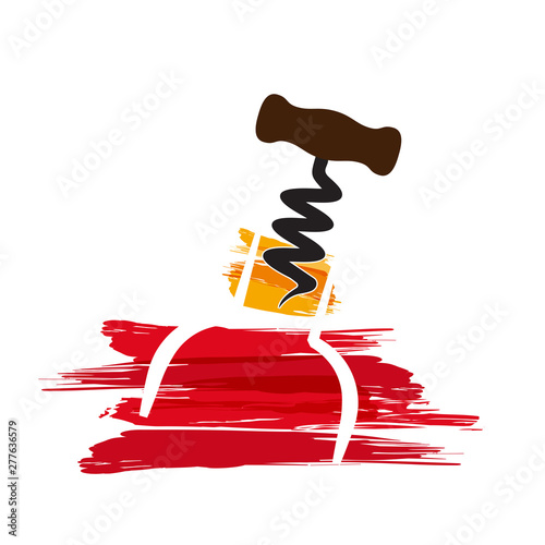 Vector sign wine and corkscrew, abstract illustration for cover, menu or wine list