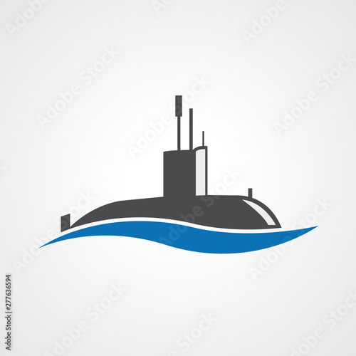 Vector sign black submarine in simplified form