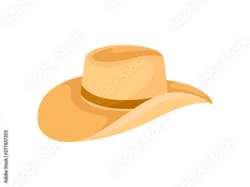 Orange hat with wide curved brim for men. Vector illustration on white background.