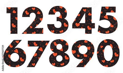 Arabic numerals with hearts.