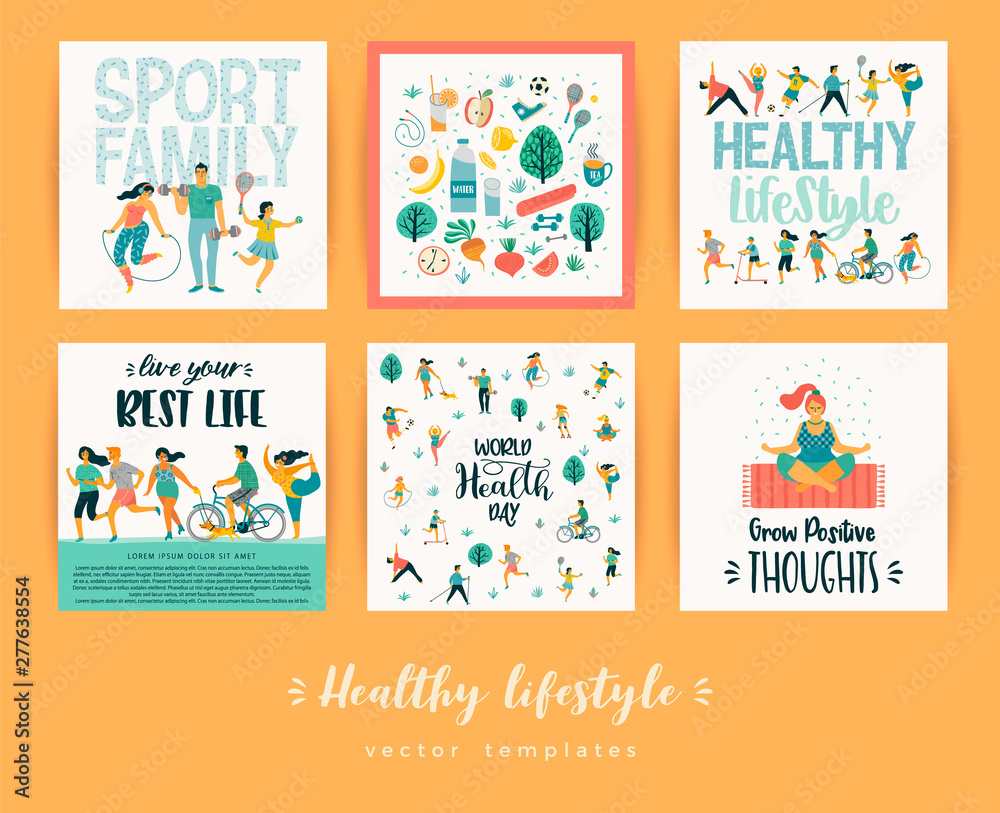 Healthy lifestyle vector templates.