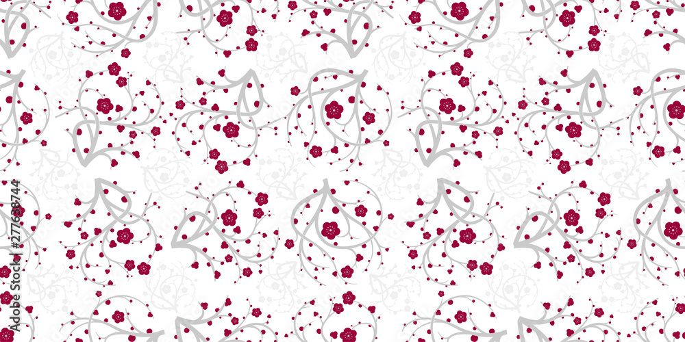Plum blossom background. Seamless pattern.Vector. 有機的なパターン