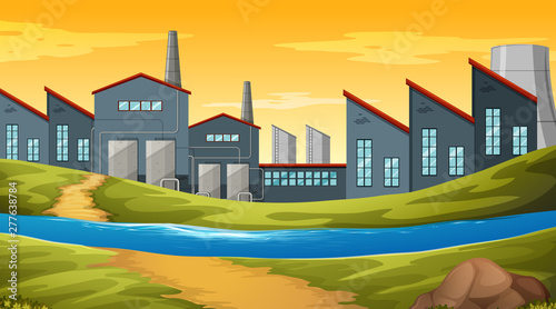 Factory outdoor background scene