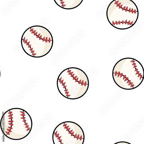 Baseball seamless pattern. Cute doodle hand drawn baseballs background texture tile