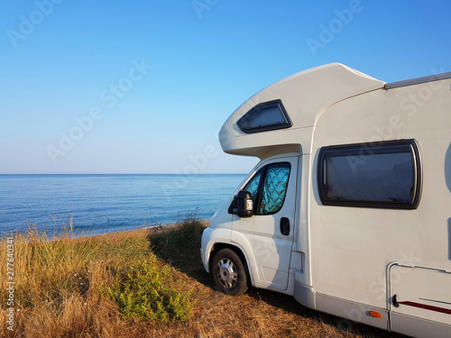 caravan car by the sea summer holidays