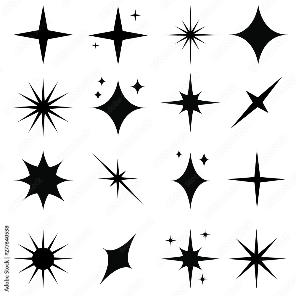 Sparkle vector icons set. Shine symbol illustration. Sparkle logo