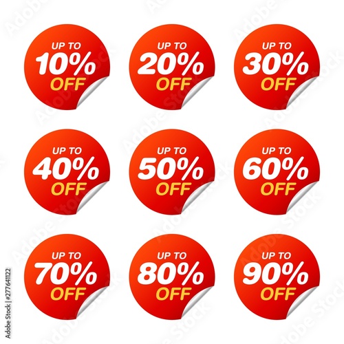 Set of sale tags. Discount stickers pack