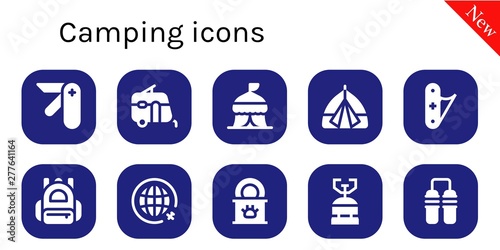 camping icon set
