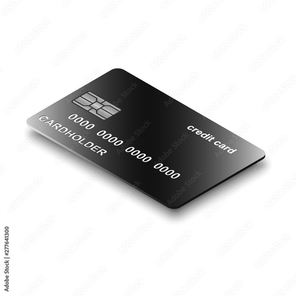 Credit card isometric view vector illustration.