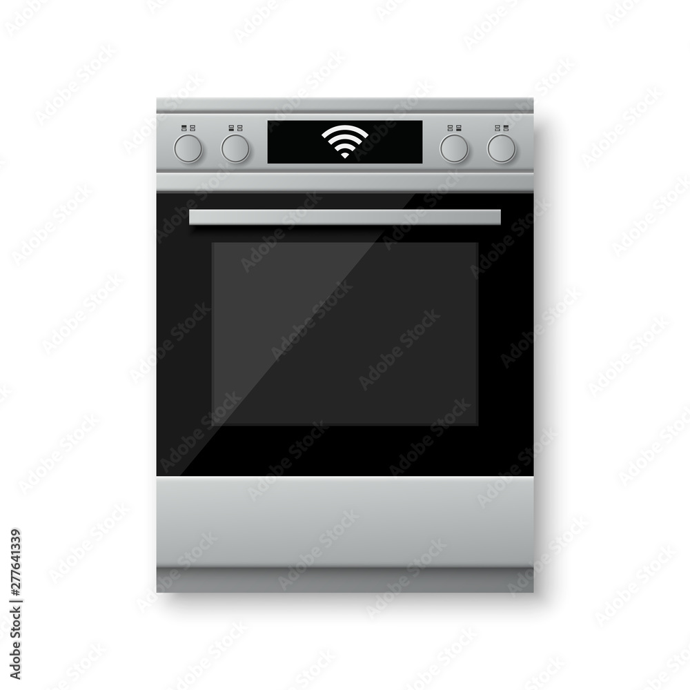 Realistic smart stove vector illustration isolated on white background. Realistic smart stove vector illustration isolated on white background.