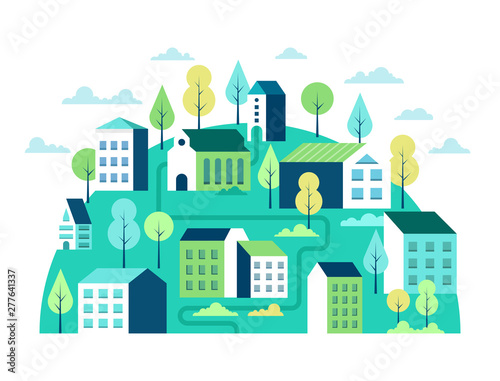 City landscape concept. Geometric urban scene.Vector illustration.