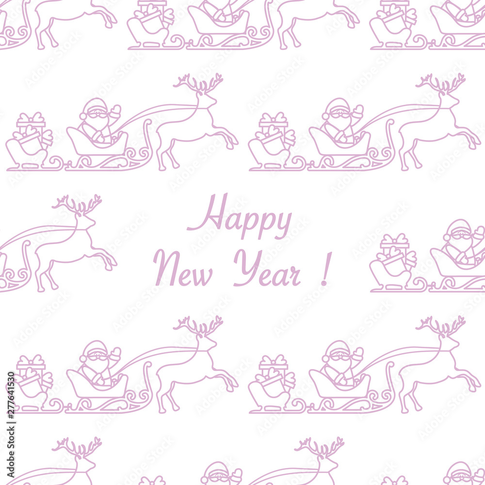 Happy New Year 2019 seamless pattern. Santa Claus