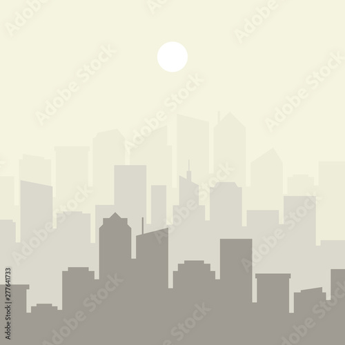 Set of cityscape background. Skyline silhouettes. Modern architecture. Horizontal banner with megapolis panorama. Flat vector illustration.