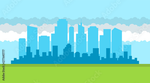 Set of cityscape background. Skyline silhouettes. Modern architecture. Horizontal banner with megapolis panorama. Flat vector illustration.
