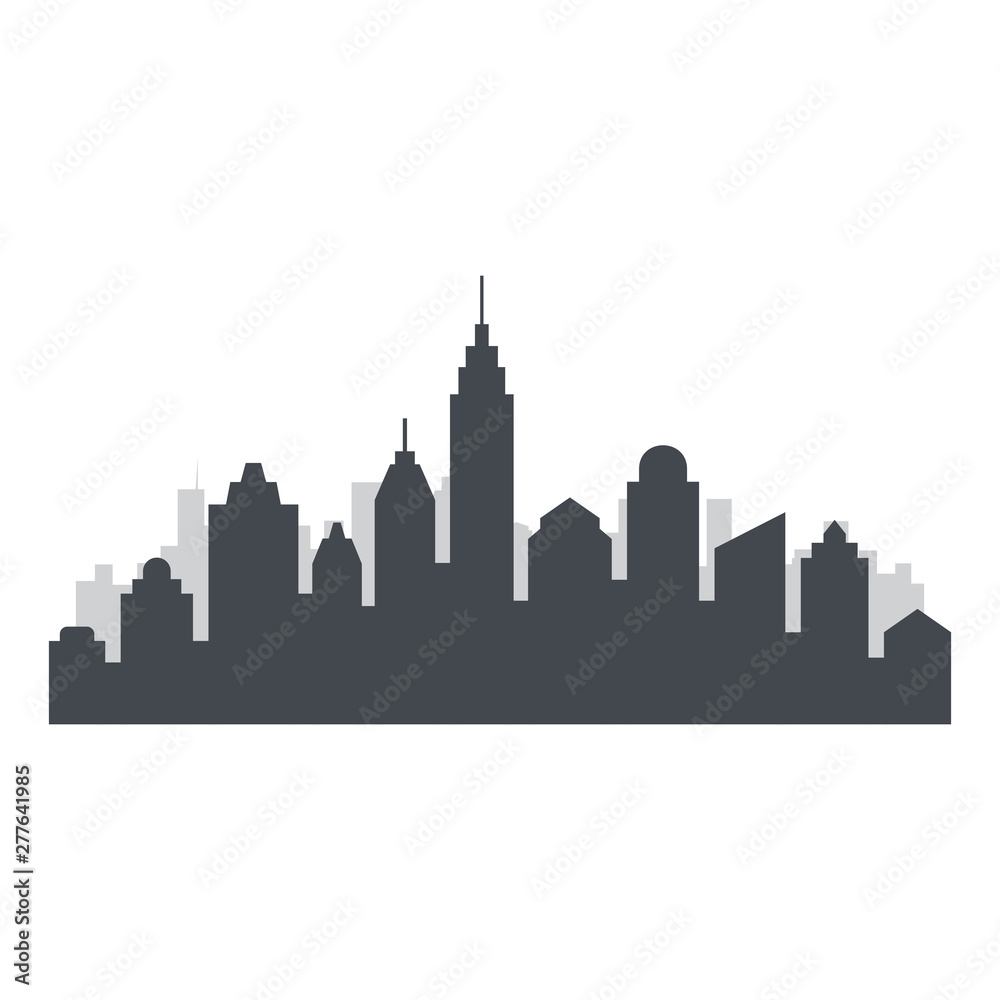 Set of cityscape background. Skyline silhouettes. Modern architecture. Horizontal banner with megapolis panorama. Vector illustration.