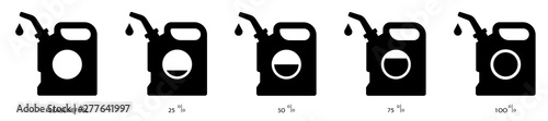 Flat linear design. Canister icon for apps, web sites and public use. Canister with lube or gasoline. Concept - Energy fuel. Canister or tank fill level. Vector