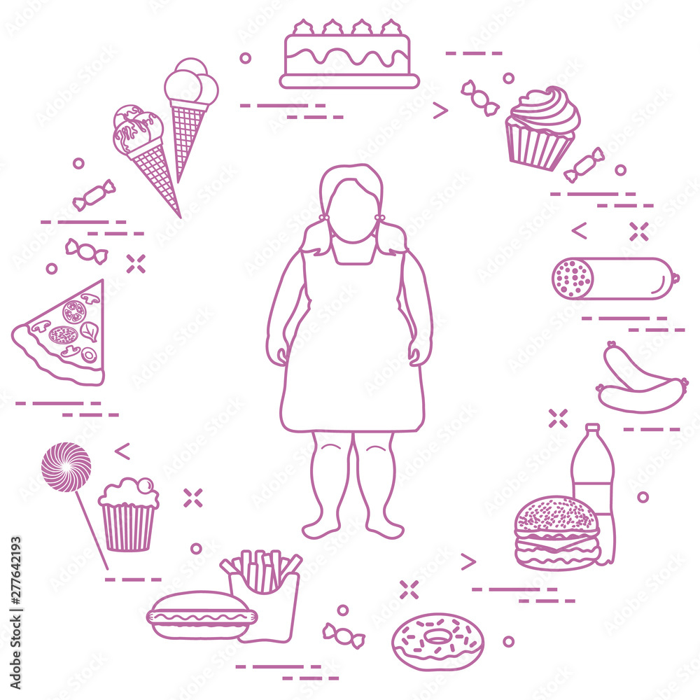Harmful eating habits and fat girl.