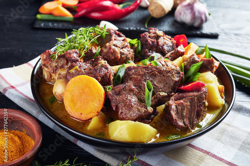 traditional Jamaican Curry Goat in a bowl