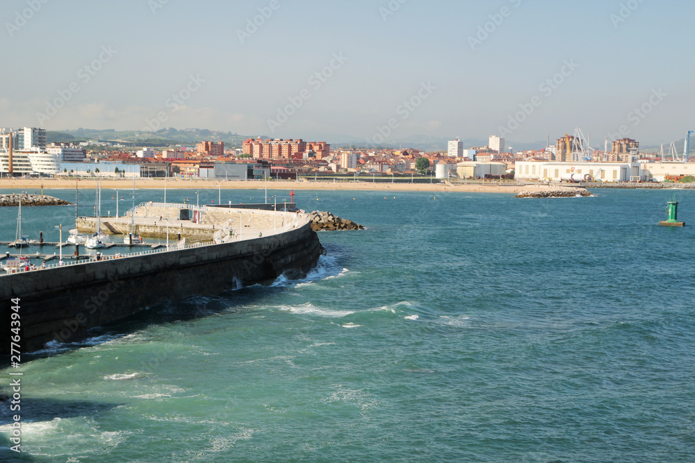 Gijon marina and the pier, Spain