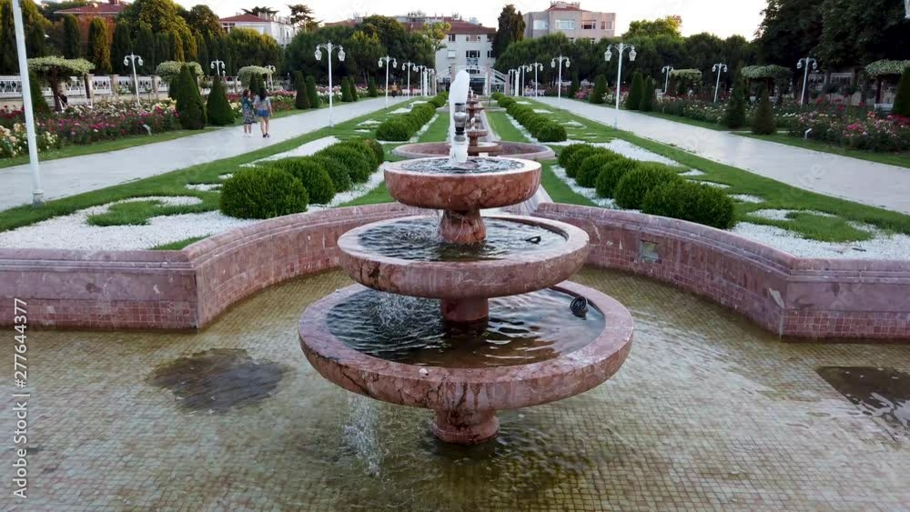 Peaceful scenery of fountain in the park