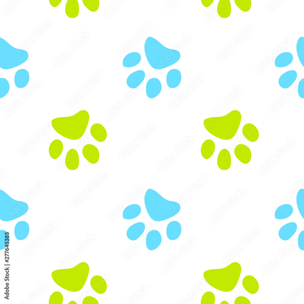 Fototapeta premium Vector seamless pattern with cat or dog,kitten or puppy footprints. Can be used for wallpaper,fabric, web page background, surface textures.