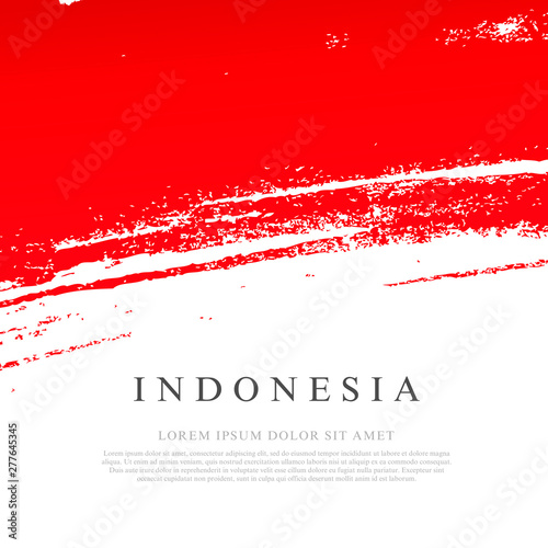 Flag of Indonesia. Brush strokes drawn by hand.