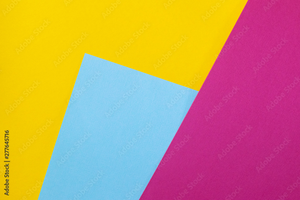 Bright background with yellow, blue and pink colors.