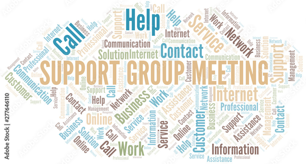 Support Group Meeting word cloud vector made with text only.
