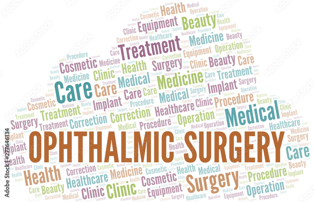 Obraz premium Ophthalmic Surgery word cloud vector made with text only.