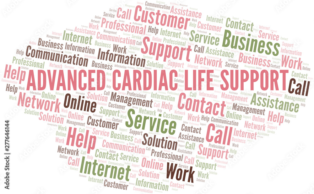 Obraz premium Advanced Cardiac Life Support word cloud vector made with text only.