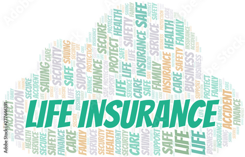Life Insurance word cloud vector made with text only.