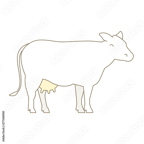 Cow animal. Milk farm production. Breeding cow. Cattle raising. Outline line contour vector illustration.