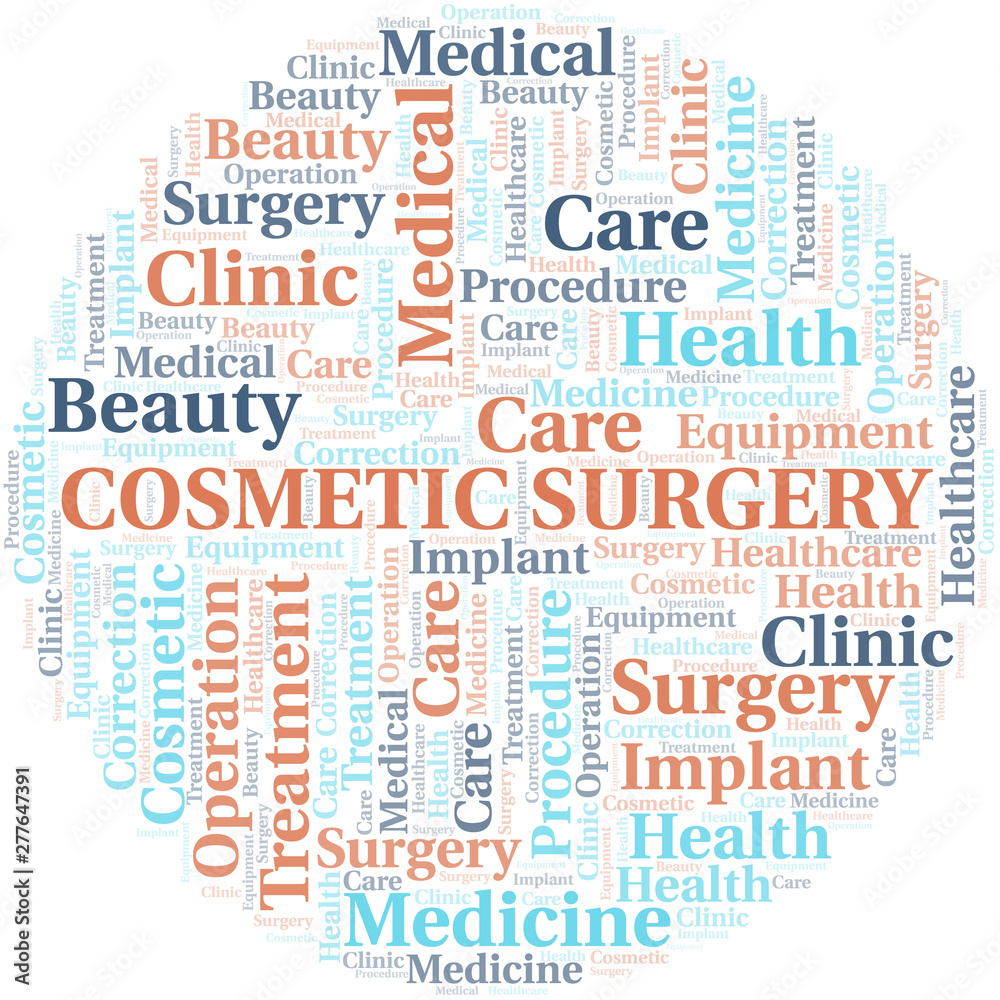 Cosmetic Surgery word cloud vector made with text only. Cosmetic Surgery word cloud vector made with text only.