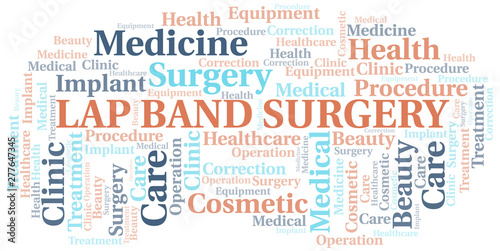 Lap Band Surgery word cloud vector made with text only.