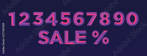 0, 1, 2, 3, 4, 5, 6, 7, 8, 9 numeral alphabet. Colorfull polygonal triangle Letter. Eps10. Vector Isolated Number.