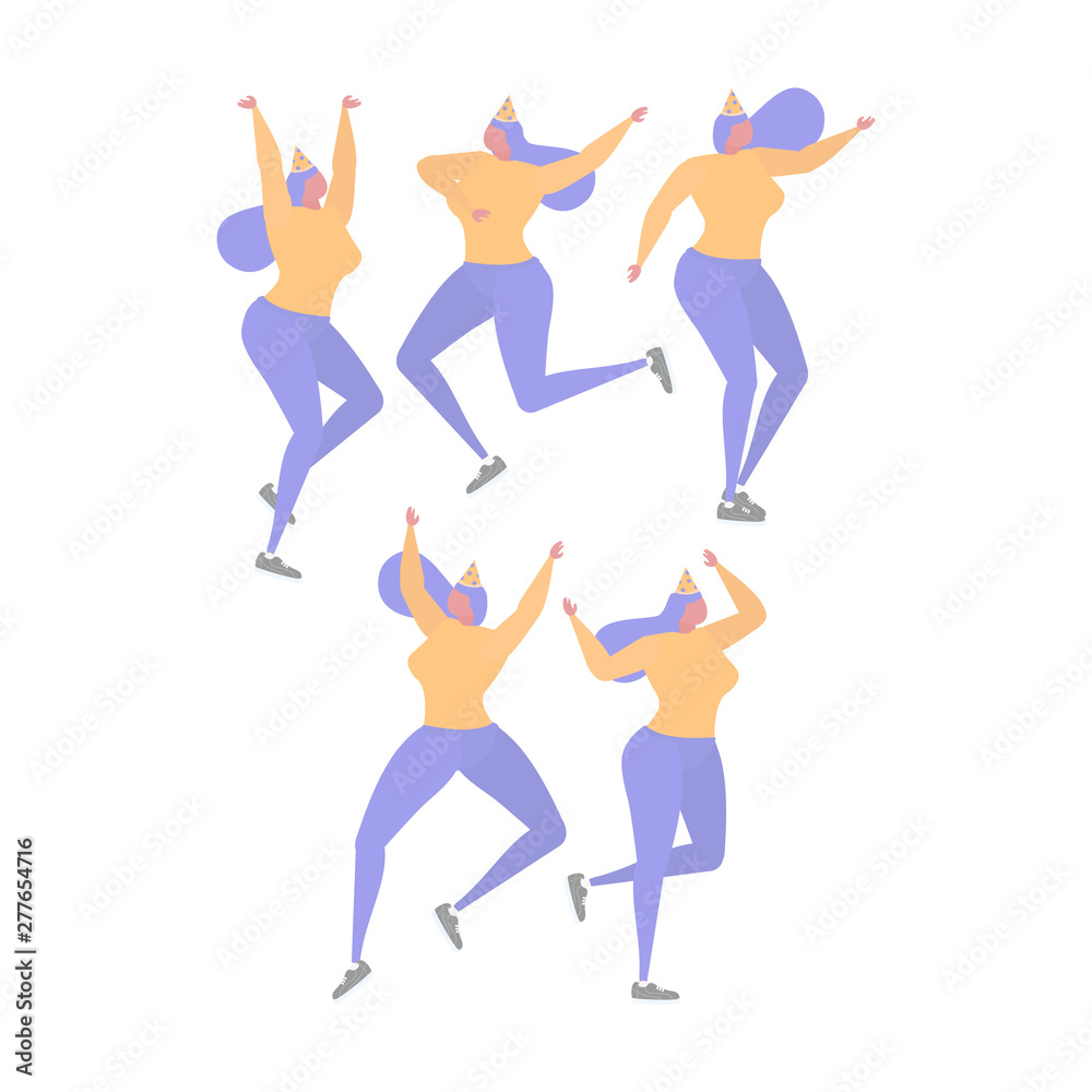 Collection of woman dancing and having fun at a birthday party