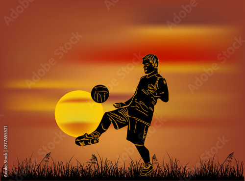 soccer player at sunset