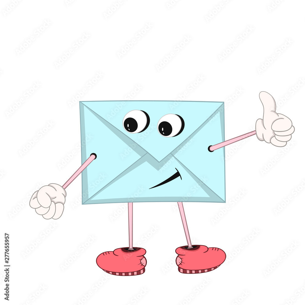 Funny blue cartoon letter with eyes, arms and legs in shoes shows an approving gesture with his hand. Funny blue cartoon letter with eyes, arms and legs in shoes shows an approving gesture with his hand.