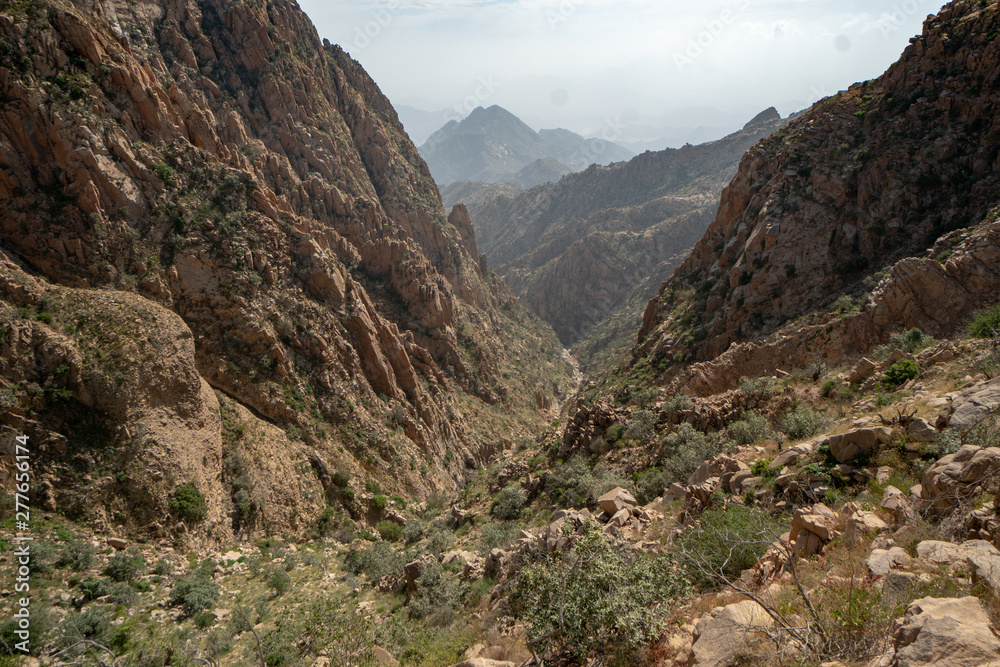 Scenic views over mountains and valleys in the Taif Region of Saudi Arabia
